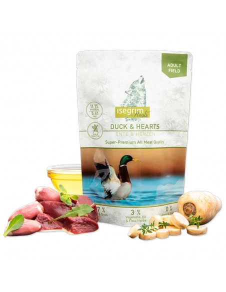 Pato e Corações com Vegetais, Oléo de Linhaça e Ervas 410 Gr