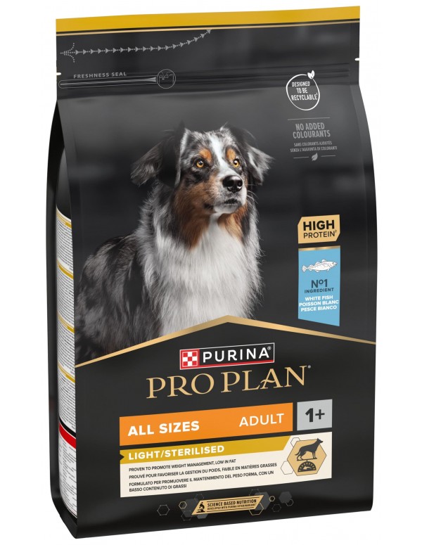 Pro Plan Cão Optiweight Adulto Light/Sterilised Peixe Branco 3 Kg