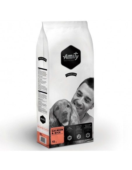 Amity Adulto Premium Salmon e Rice Alimento Seco Cão