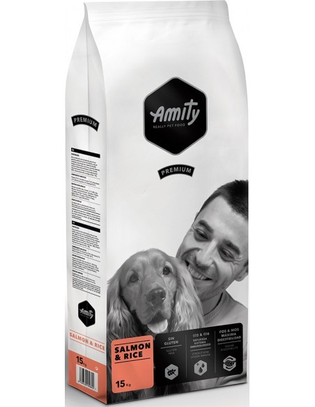 Amity Adulto Premium Salmon e Rice Alimento Seco Cão