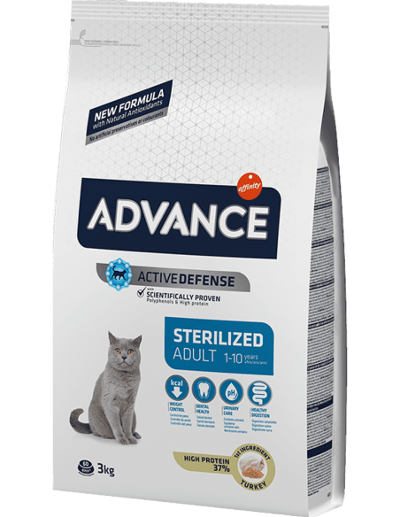 Advance Adulto Sterilised Peru e Cevada Alimento Seco Gato