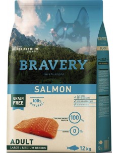 Bravery Adult Medium-Large Salmon (Grain Free) Alimento Seco Cão